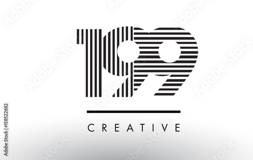 199 Black and White Lines Number Logo Design.