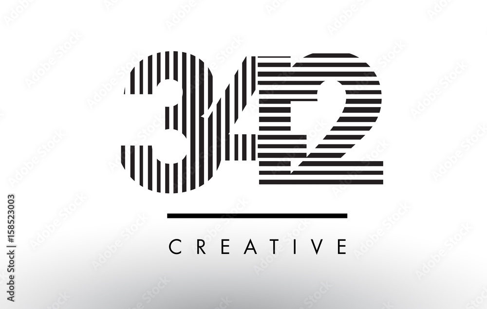 342 Black and White Lines Number Logo Design.