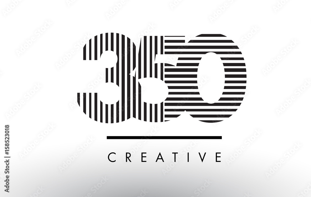 350 Black and White Lines Number Logo Design. 350 Black and White Lines Number Logo Design.