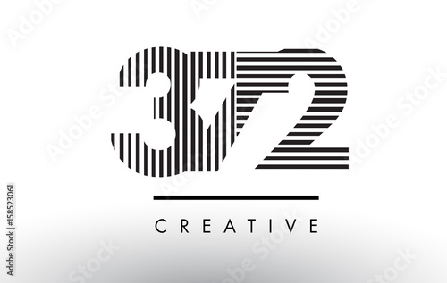 372 Black and White Lines Number Logo Design.