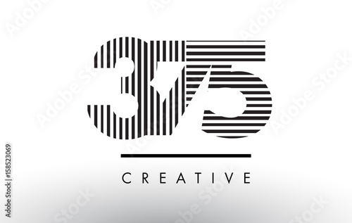 375 Black and White Lines Number Logo Design.