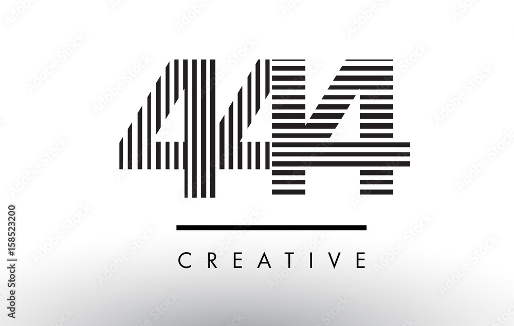 444 Black and White Lines Number Logo Design. 444 Black and White Lines Number Logo Design.