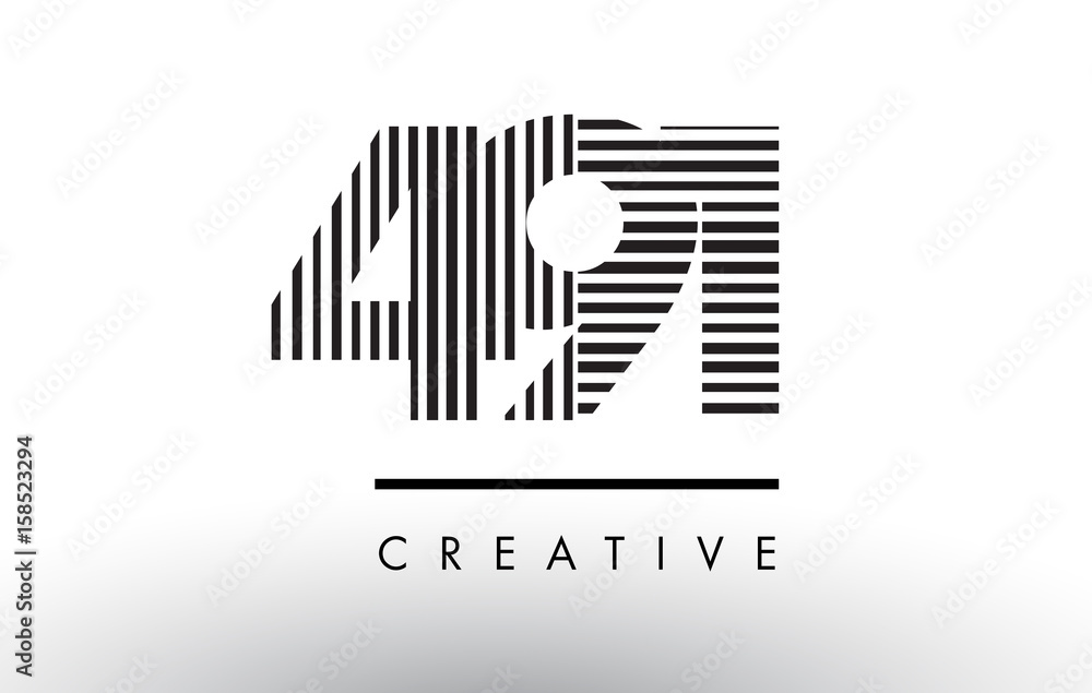 491 Black and White Lines Number Logo Design. 491 Black and White Lines Number Logo Design.