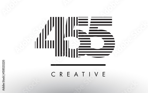 455 Black and White Lines Number Logo Design.