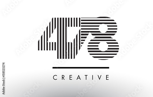 478 Black and White Lines Number Logo Design.