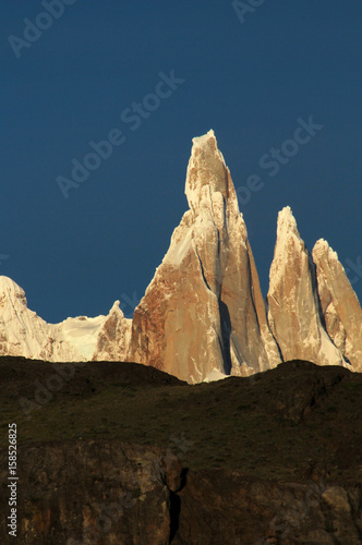 Cerro Torre mountainline at sunrise, Los Glaciares National Park, El Challten, Patagonia, Argentina photo