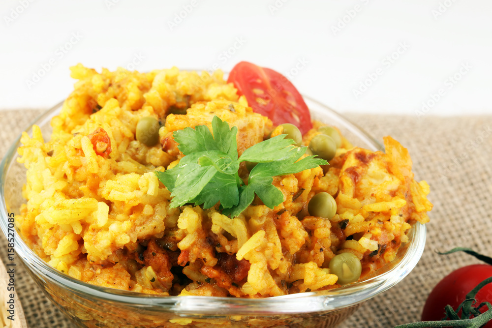 Chicken tikka masala spicy curry meat food with rice Chicken tikka masala spicy curry meat food with rice
