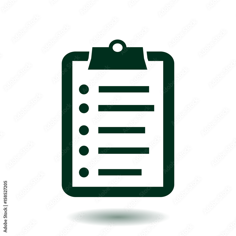 Check list vector icon. Shopping list token. Flat design style. Check list vector icon. Shopping list token. Flat design style.