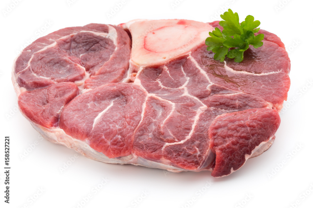 Veal steak isolated on the white background.