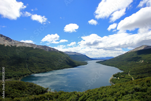 Fototapeta Naklejka Na Ścianę i Meble -  Lago Fagnano, also called Kami, view from Garibaldi Pass, Tierra Del Fuego, Argentina