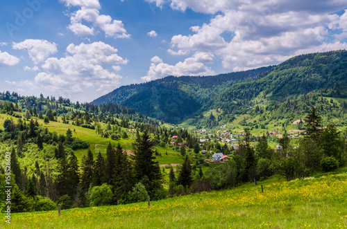 Fototapeta Naklejka Na Ścianę i Meble -  Background of Carpathian mountains landscape in Ukraine