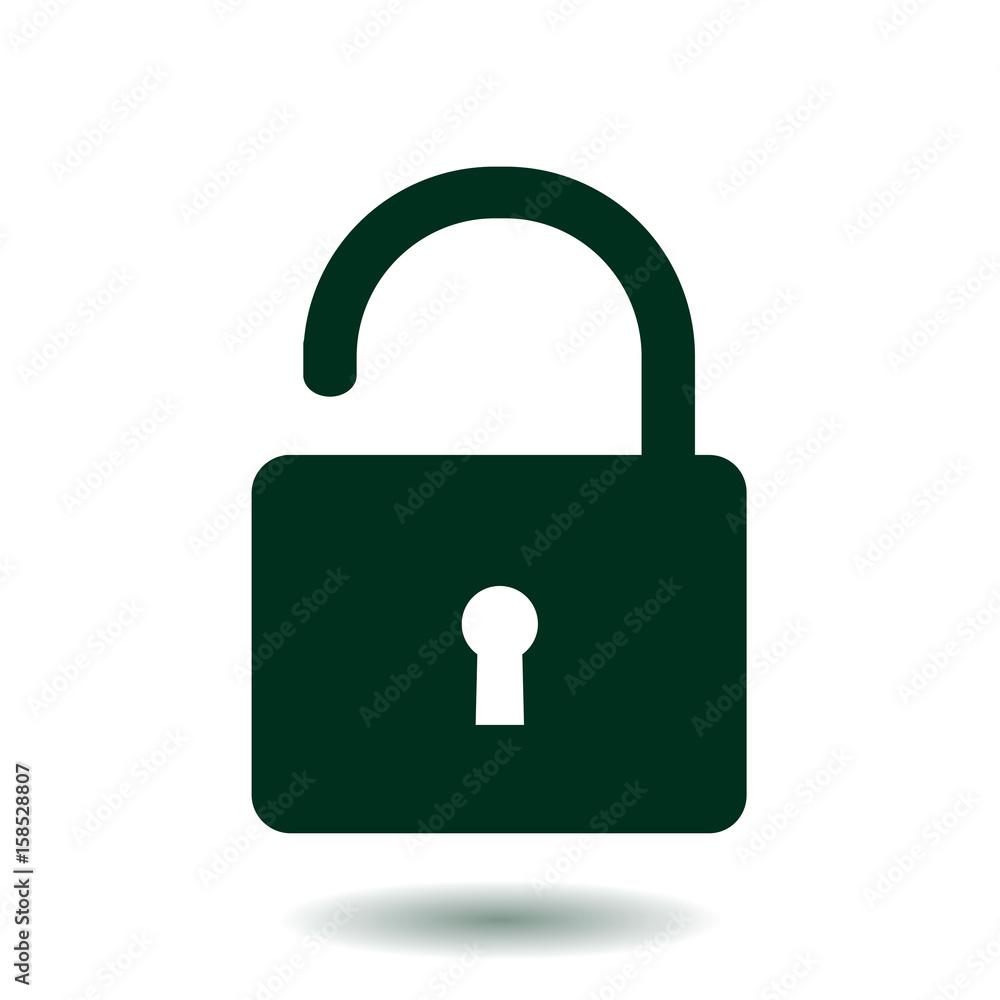 Unlock icon. Flat design style. Access to the user. Unlock icon. Flat design style. Access to the user.