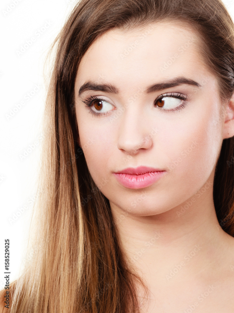 Closeup portrait of young teenager woman. Closeup portrait of young teenager woman.