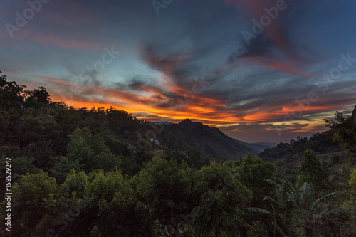 Sri Lanka Ella landscape sunrise  colorful sky in jungle