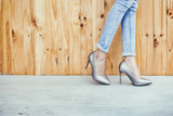 pretty woman legs with luxury shoe,high heels shoe fashion stylish.