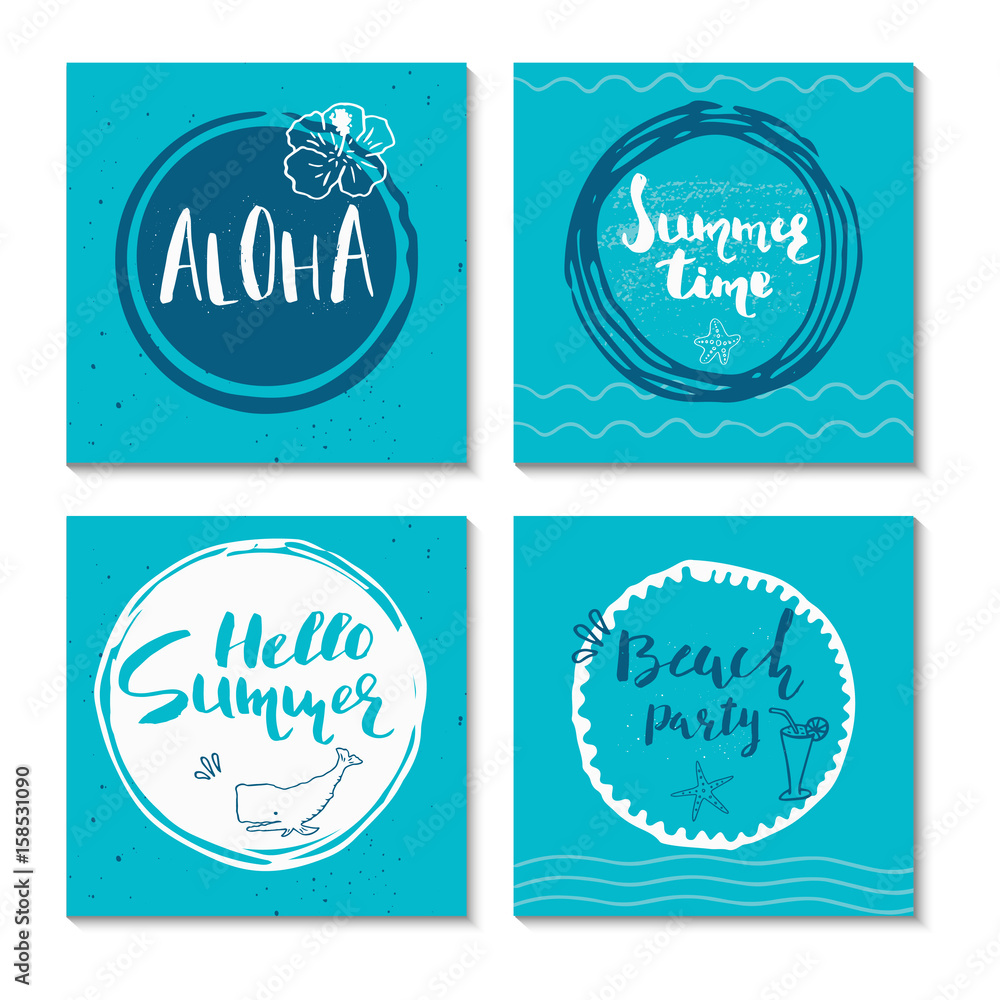 Beautiful summer poster with hand drawn lettering Beautiful summer poster with hand drawn lettering