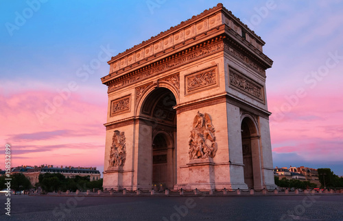 The Triumphal Arch at sunset, Paris, France. © kovalenkovpetr