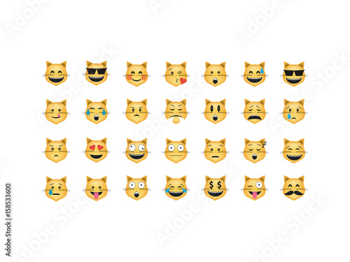Set of cat emoticon vector