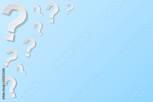 Question marks on blue background. Vector illustration.