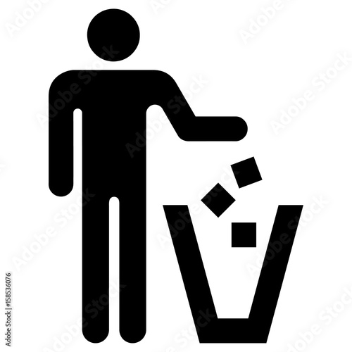Icon pictogram of a person throwing garbage in the correct place. Ideal for catalogs, information and institutional material