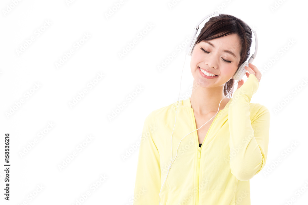 attractive asian woman sporty image on white background attractive asian woman sporty image on white background