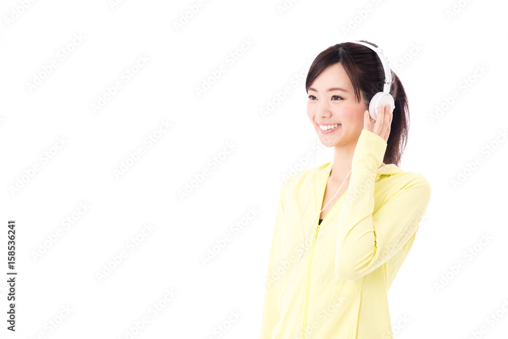 attractive asian woman sporty image on white background attractive asian woman sporty image on white background