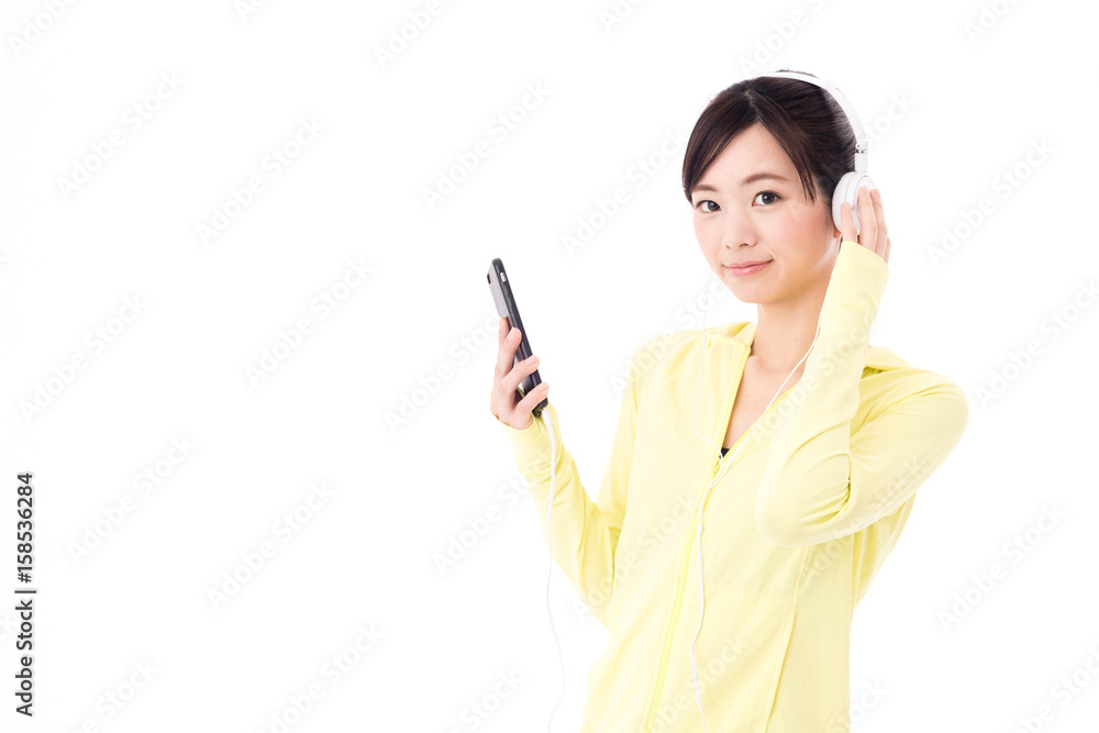 attractive asian woman sporty image on white background attractive asian woman sporty image on white background