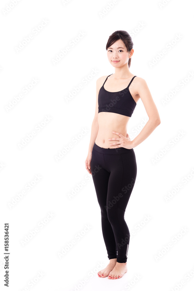 attractive asian woman sporty image on white background attractive asian woman sporty image on white background
