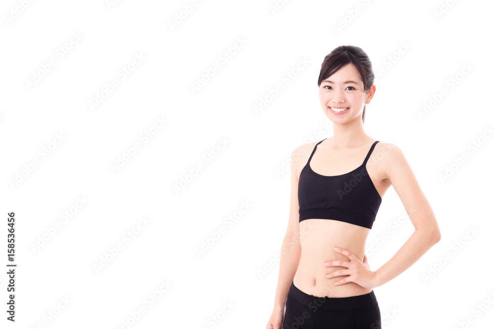 attractive asian woman sporty image on white background attractive asian woman sporty image on white background