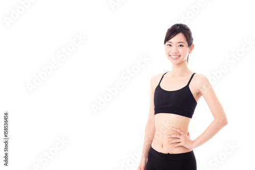 attractive asian woman sporty image on white background © taka