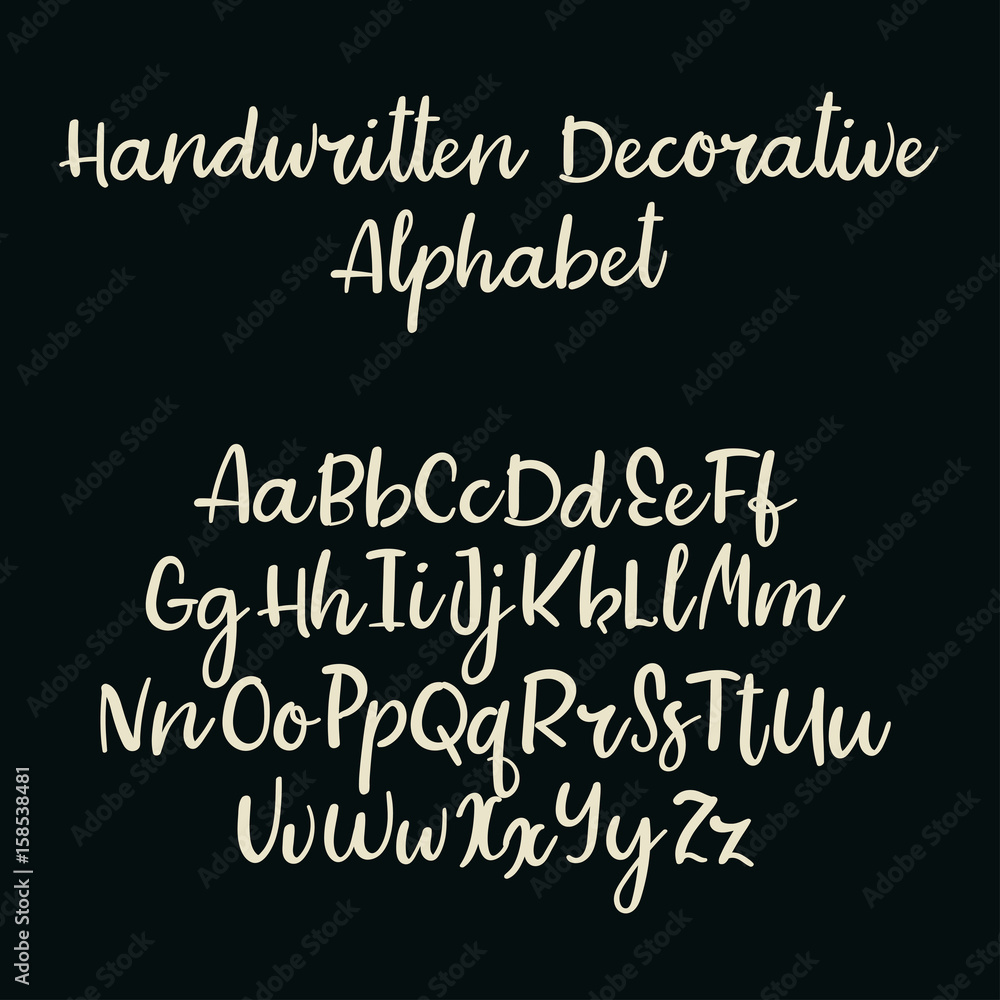 Handwritten vector font. Modern calligraphy aphabet. Lowercase, uppercase Handwritten vector font. Modern calligraphy aphabet. Lowercase, uppercase