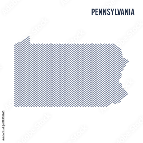 Vector abstract hatched map of State of Pennsylvania isolated on a white background.