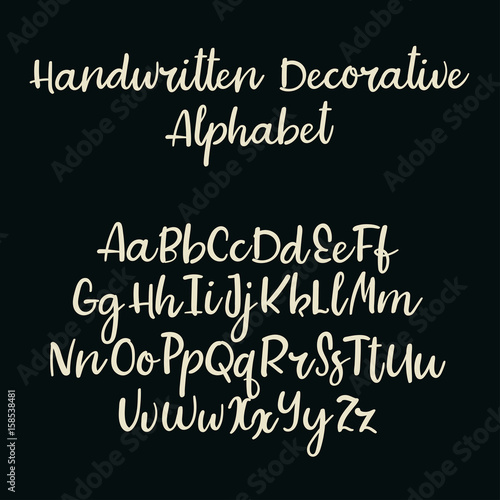 Handwritten vector font. Modern calligraphy aphabet. Lowercase, uppercase