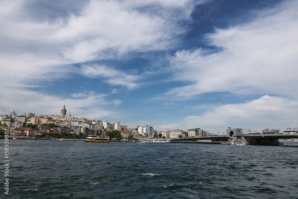Galata Bridge and Galat Tower in Istanbul City