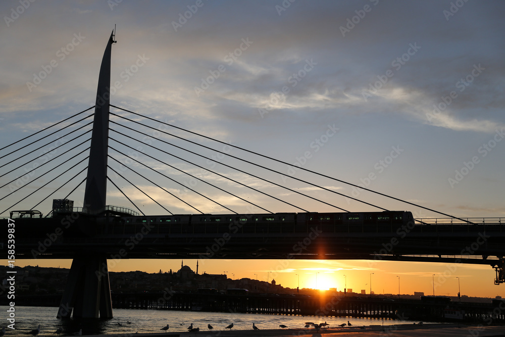 Obraz premium Golden Horn Metro Bridge in Istanbul, Turkey