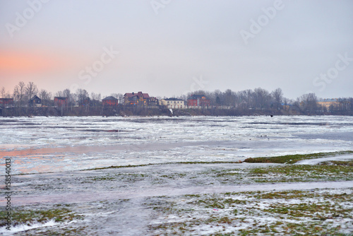 View of Neva River at winter.