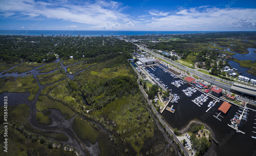 Fototapeta premium Aerial view of Beach Marine in Jacksonville Florida
