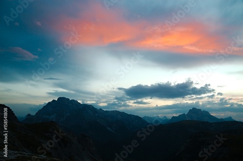 Dolomites mountain landscape at dusk