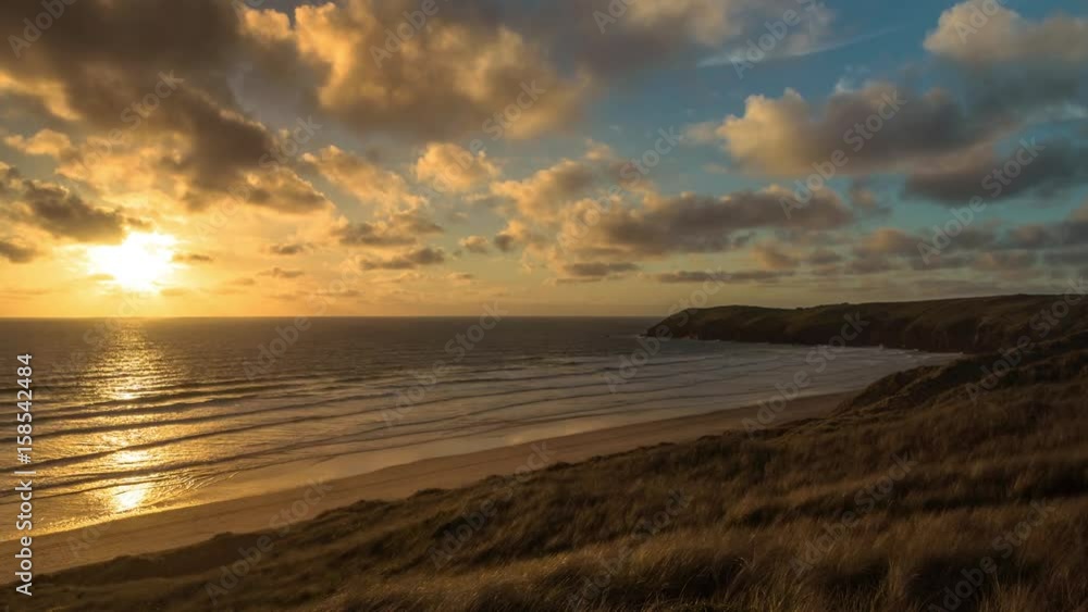 Amazing sunset seaside holiday scene in time lapse Amazing sunset seaside holiday scene in time lapse
