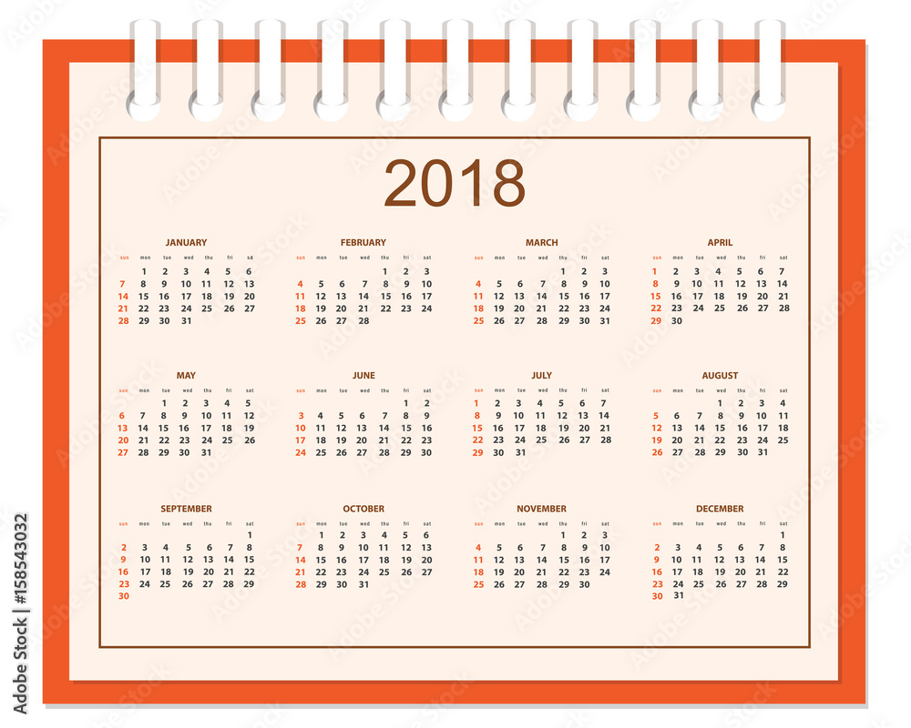 Business calendar for wall or desk year 2018 Business calendar for wall or desk year 2018