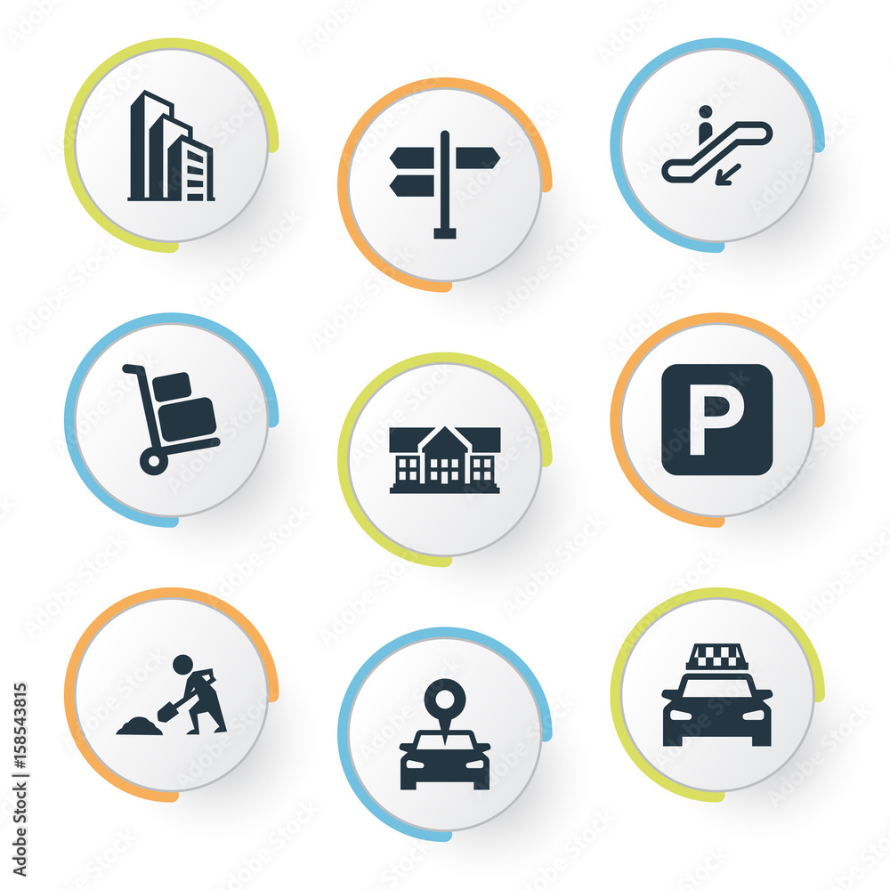 Vector Illustration Set Of Simple City Icons. Elements Passenger