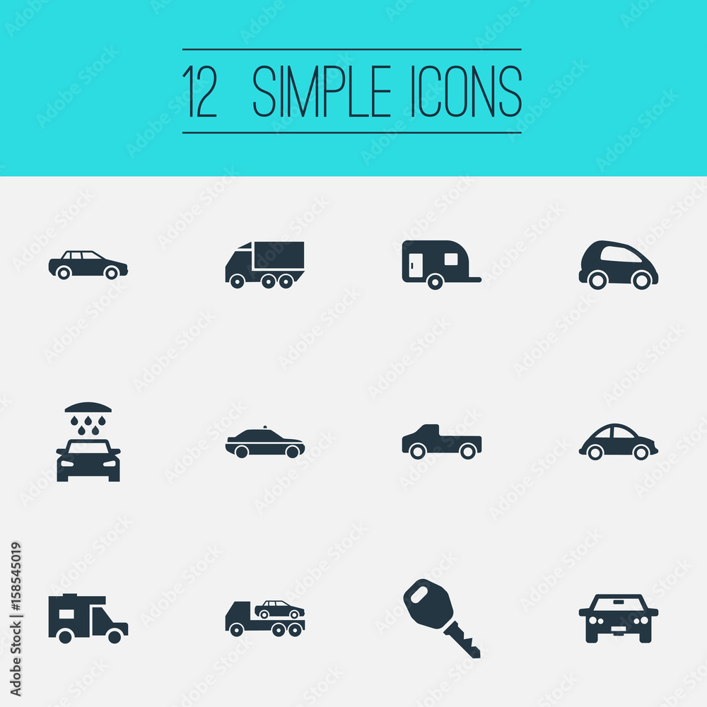 Vector Illustration Set Of Simple Icons. Elements Lego, Auto, Turtle Transport And Other Synonyms Police, Carrier Transportation. Stock Vector | Adobe Stock