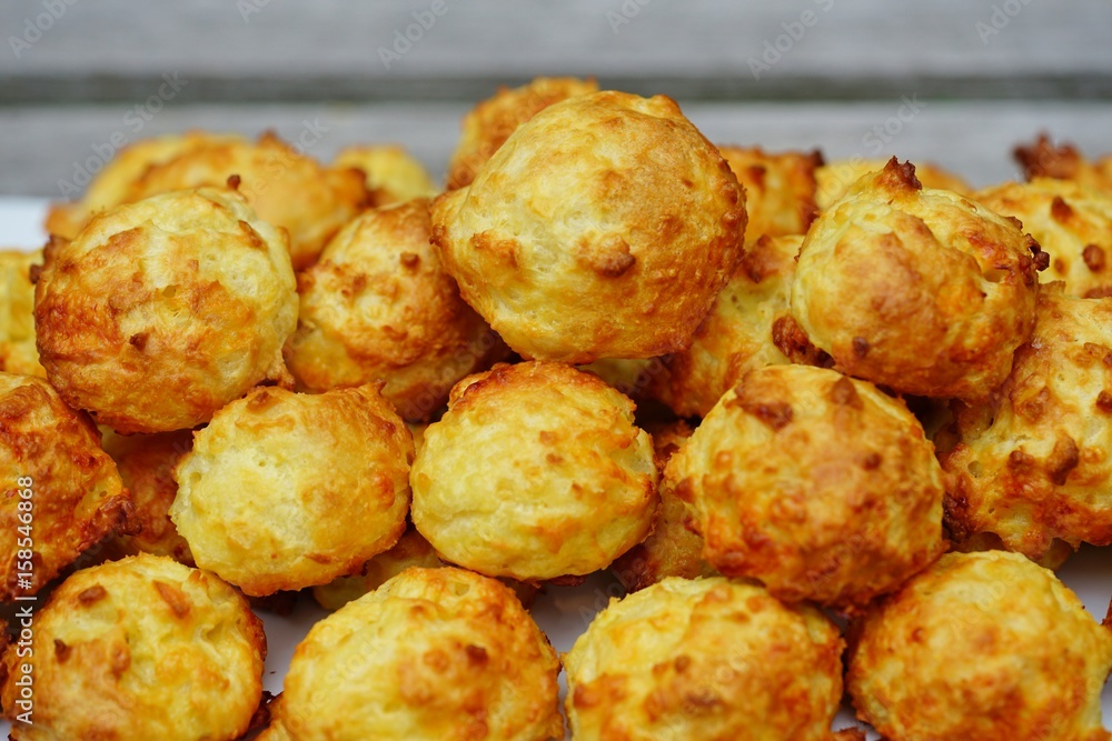Plate of French gougeres cheese puff choux Plate of French gougeres cheese puff choux
