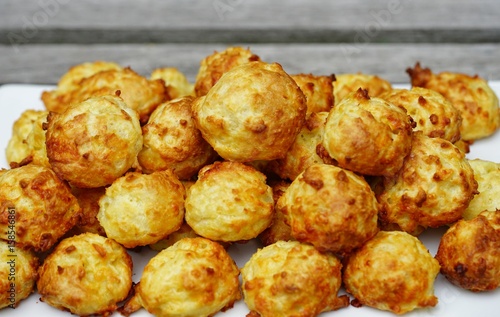 Plate of French gougeres cheese puff choux