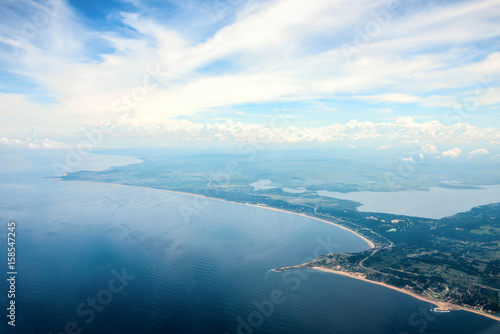 Panoramic view of endless beaches and Punta Ballena horn near city Punta del Este  Uruguay Atlantic coast