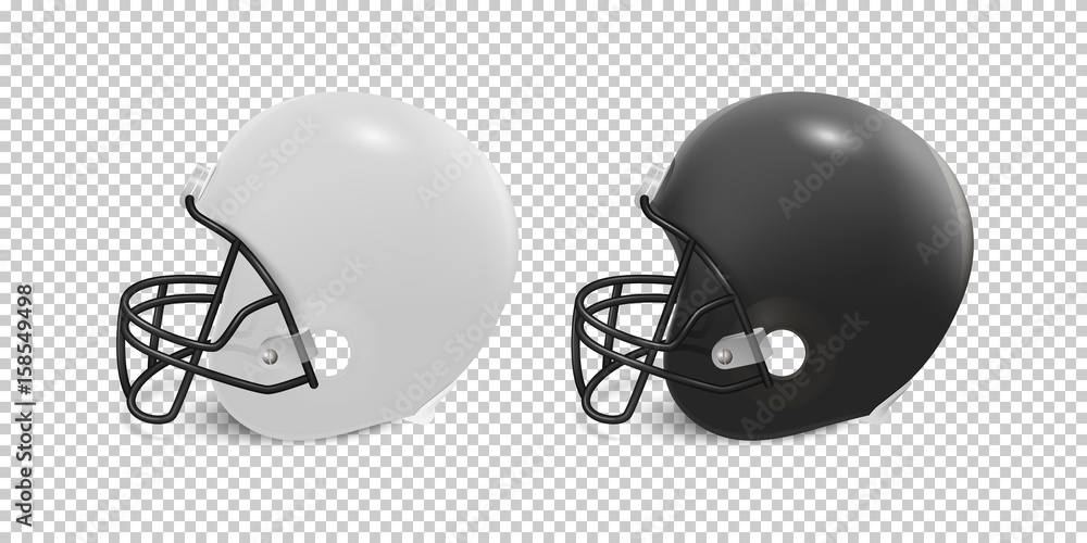 Vecteur Stock Realistic classic american football helmet set - black