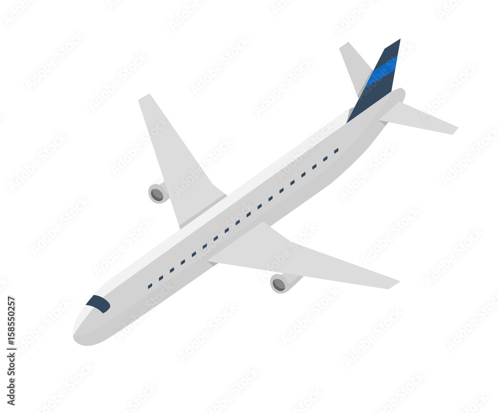 Passenger jet airplane isolated icon. Aircraft, modern plane vector illustration isolated on white background.