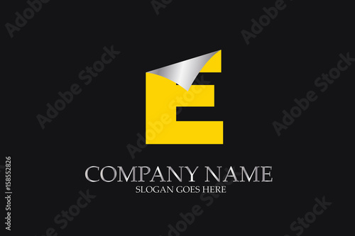 E Letter  yellow logo alphabet
