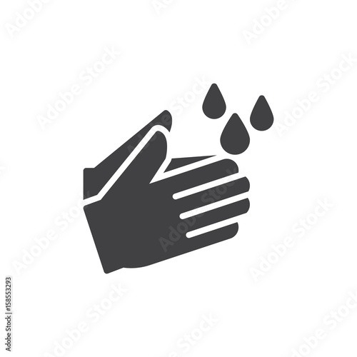 Wash hands icon vector, filled flat sign, solid pictogram isolated on white. Hygiene symbol, logo illustration. Pixel perfect