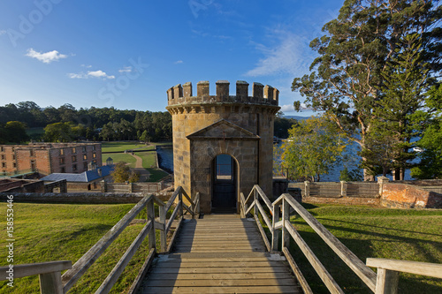 The Guard Tower as a ruin on Settlement Hill at Port Arthur Historic site in Tasmania, Australia